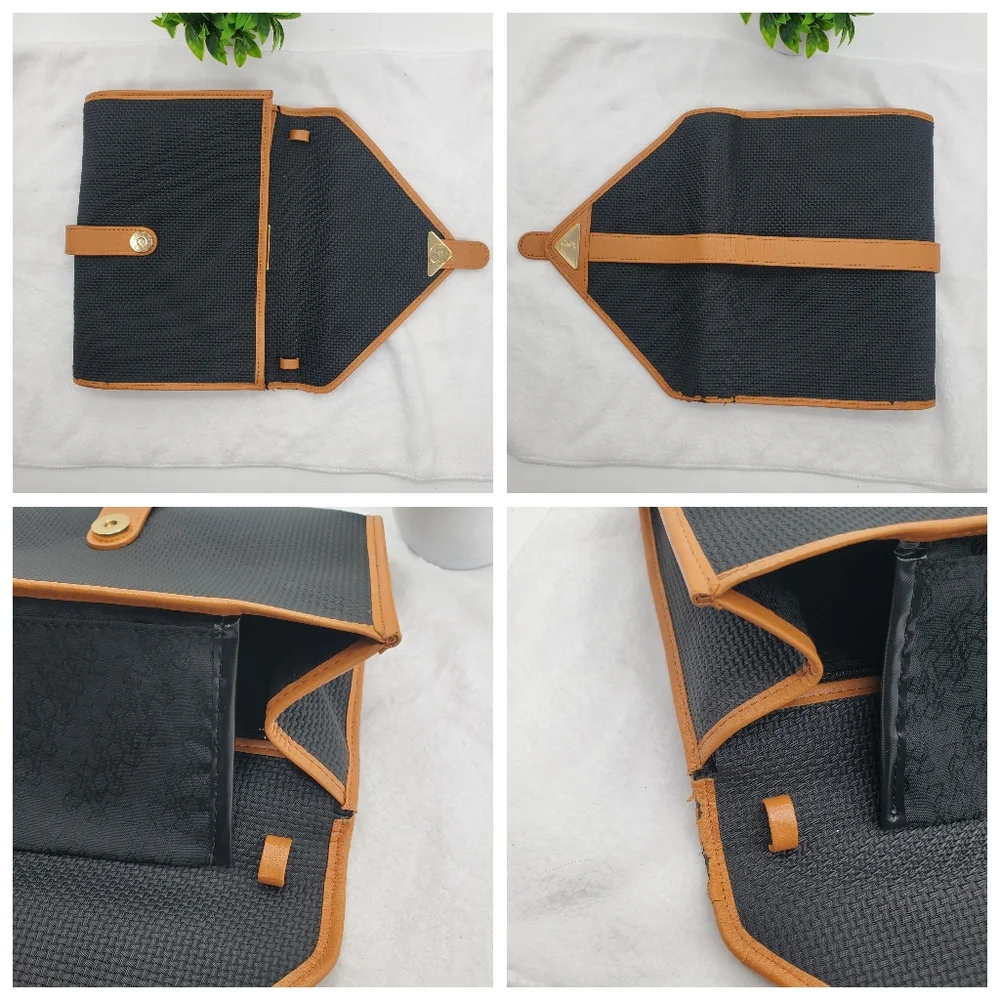 ☆☆ YSL Black and Tan Envelope Clutch with Logo - Picture 14 of 15